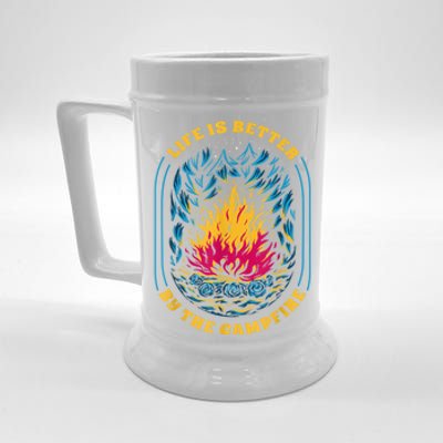 Life Is Better By The Campfire Funny Camper Nature Camping Beer Stein