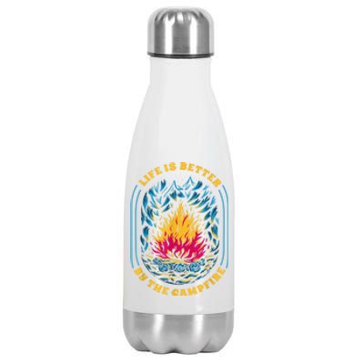 Life Is Better By The Campfire Funny Camper Nature Camping Stainless Steel Insulated Water Bottle