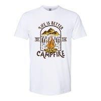 Life Is Better At The Campfire Funny Vintage Camping Camper Softstyle CVC T-Shirt