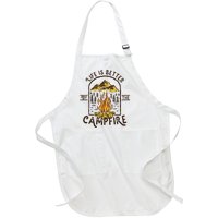 Life Is Better At The Campfire Funny Vintage Camping Camper Full-Length Apron With Pockets