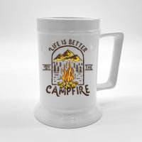 Life Is Better At The Campfire Funny Vintage Camping Camper Beer Stein