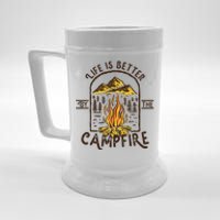 Life Is Better At The Campfire Funny Vintage Camping Camper Beer Stein