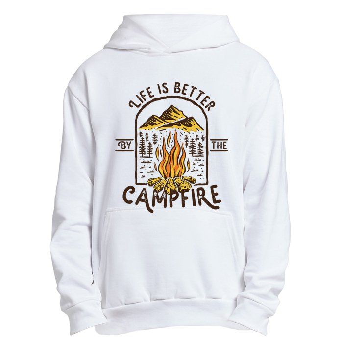 Life Is Better At The Campfire Funny Vintage Camping Camper Urban Pullover Hoodie