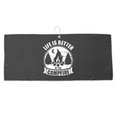 Life Is Better By The Campfire Camping Large Microfiber Waffle Golf Towel