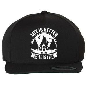 Life Is Better By The Campfire Camping Wool Snapback Cap