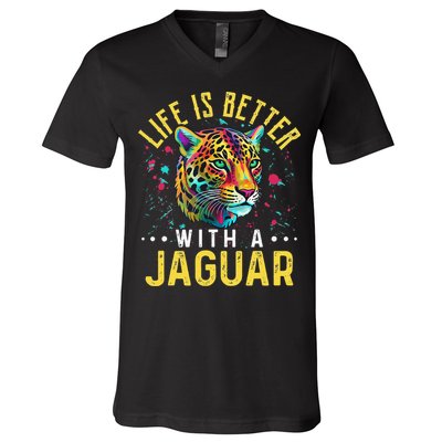 Life Is Better With A JAGUAR Funny JAGUARS V-Neck T-Shirt