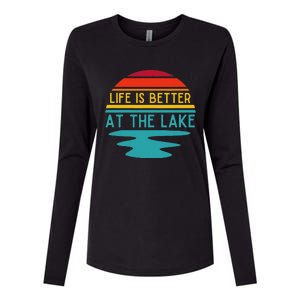 Life Is Better At He Lake Life Bum Lake Lover Pontoon Womens Cotton Relaxed Long Sleeve T-Shirt