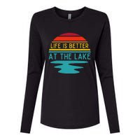 Life Is Better At He Lake Life Bum Lake Lover Pontoon Womens Cotton Relaxed Long Sleeve T-Shirt