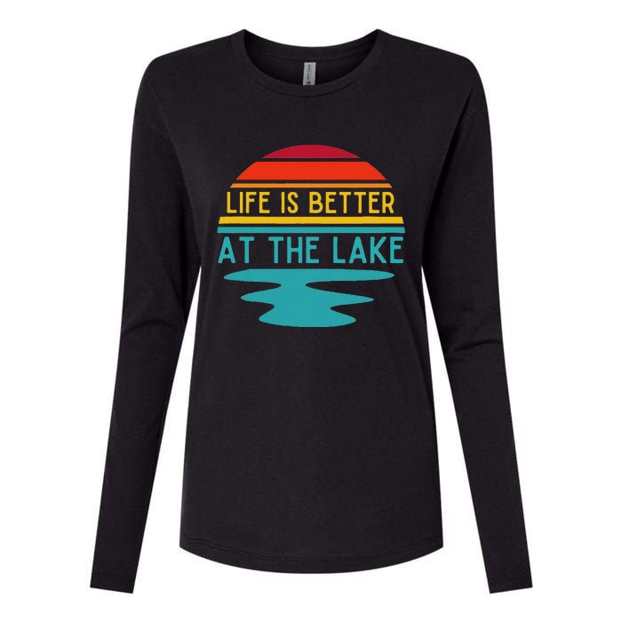 Life Is Better At He Lake Life Bum Lake Lover Pontoon Womens Cotton Relaxed Long Sleeve T-Shirt