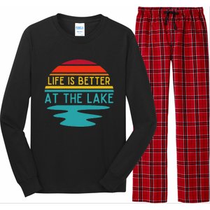 Life Is Better At He Lake Life Bum Lake Lover Pontoon Long Sleeve Pajama Set