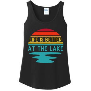 Life Is Better At He Lake Life Bum Lake Lover Pontoon Ladies Essential Tank