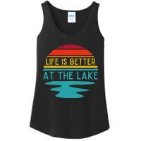 Life Is Better At He Lake Life Bum Lake Lover Pontoon Ladies Essential Tank