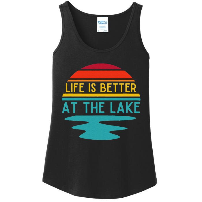 Life Is Better At He Lake Life Bum Lake Lover Pontoon Ladies Essential Tank