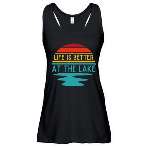 Life Is Better At He Lake Life Bum Lake Lover Pontoon Ladies Essential Flowy Tank