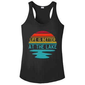 Life Is Better At He Lake Life Bum Lake Lover Pontoon Ladies PosiCharge Competitor Racerback Tank