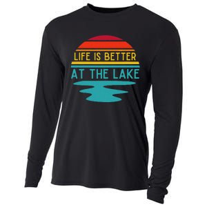 Life Is Better At He Lake Life Bum Lake Lover Pontoon Cooling Performance Long Sleeve Crew