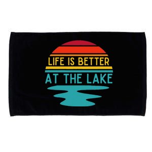 Life Is Better At He Lake Life Bum Lake Lover Pontoon Microfiber Hand Towel