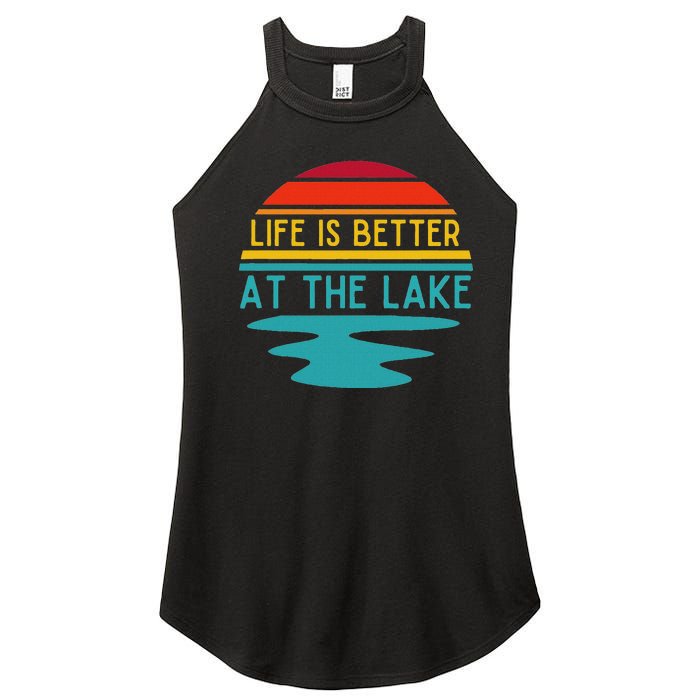 Life Is Better At He Lake Life Bum Lake Lover Pontoon Women's Perfect Tri Rocker Tank