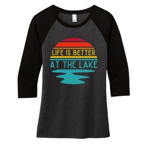 Life Is Better At He Lake Life Bum Lake Lover Pontoon Women's Tri-Blend 3/4-Sleeve Raglan Shirt