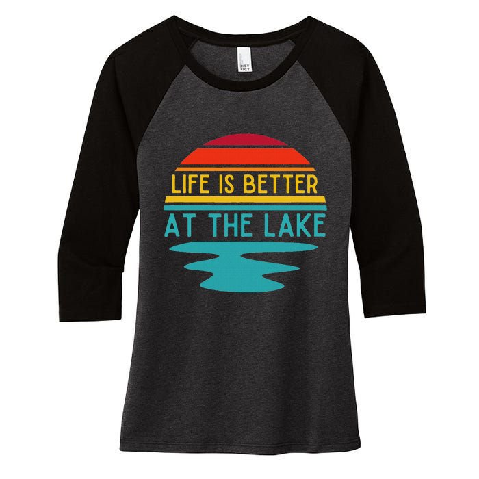 Life Is Better At He Lake Life Bum Lake Lover Pontoon Women's Tri-Blend 3/4-Sleeve Raglan Shirt