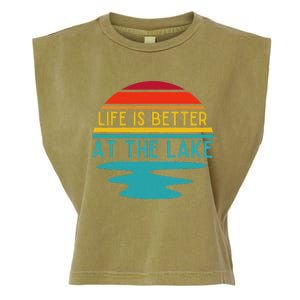 Life Is Better At He Lake Life Bum Lake Lover Pontoon Garment-Dyed Women's Muscle Tee