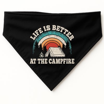 Life Is Better At The Campfire Funny Camping Camper Hiking USA-Made Doggie Bandana