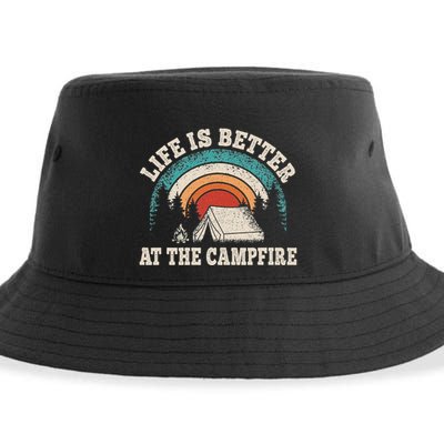 Life Is Better At The Campfire Funny Camping Camper Hiking Sustainable Bucket Hat