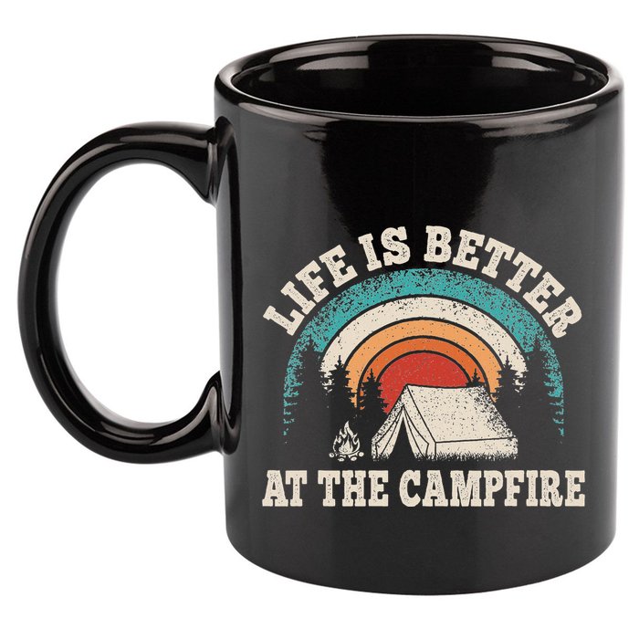 Life Is Better At The Campfire Funny Camping Camper Hiking 11oz C Handle Ceramic Mug