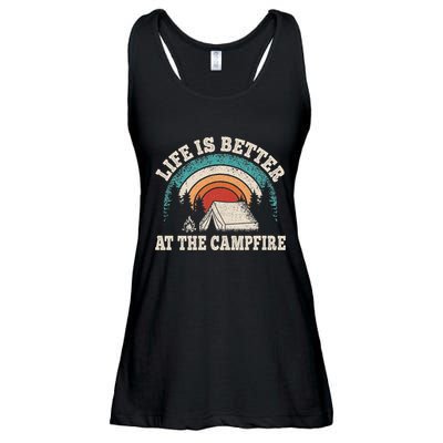 Life Is Better At The Campfire Funny Camping Camper Hiking Ladies Essential Flowy Tank