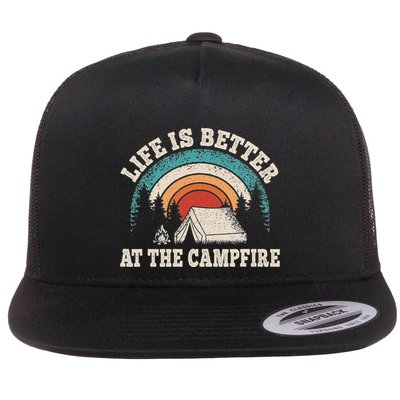 Life Is Better At The Campfire Funny Camping Camper Hiking Flatbill Hat