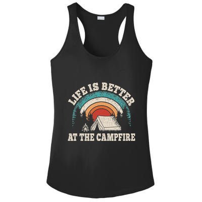 Life Is Better At The Campfire Funny Camping Camper Hiking Ladies PosiCharge Competitor Racerback Tank