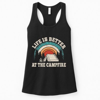 Life Is Better At The Campfire Funny Camping Camper Hiking Womens Tank Top