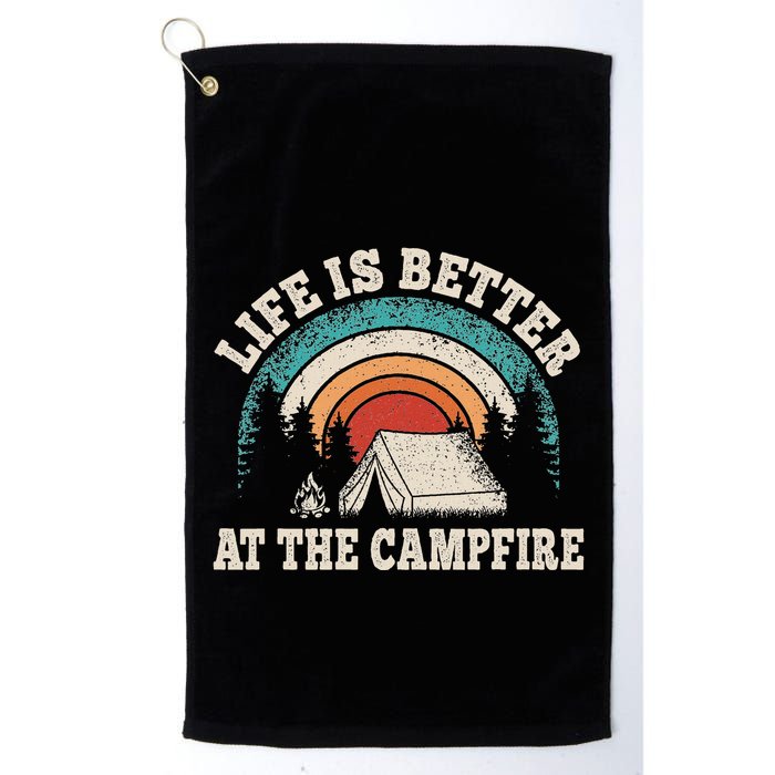 Life Is Better At The Campfire Funny Camping Camper Hiking Golf Towel