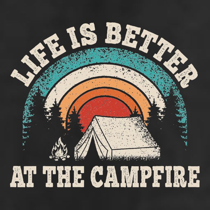 Life Is Better At The Campfire Funny Camping Camper Hiking Golf Towel