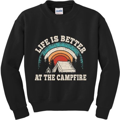 Life Is Better At The Campfire Funny Camping Camper Hiking Kids Sweatshirt