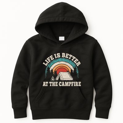 Life Is Better At The Campfire Funny Camping Camper Hiking Kids Hoodie