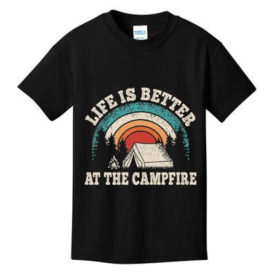 Life Is Better At The Campfire Funny Camping Camper Hiking Kids T-Shirt