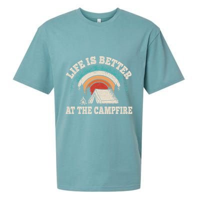 Life Is Better At The Campfire Funny Camping Camper Hiking Sueded Cloud Jersey T-Shirt