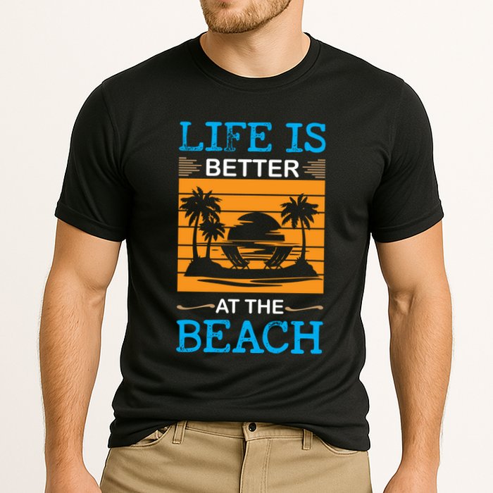 Life Is Better At The Beach Summer Vacation Quote Cooling Performance Crew T-Shirt