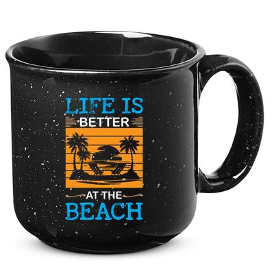 Life Is Better At The Beach Summer Vacation Quote 15oz Campfire Ceramic Mug