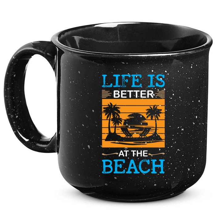 Life Is Better At The Beach Summer Vacation Quote 15oz Campfire Ceramic Mug
