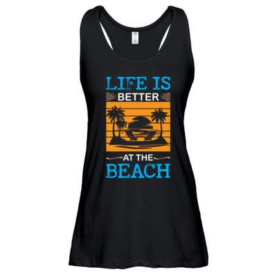Life Is Better At The Beach Summer Vacation Quote Ladies Essential Flowy Tank