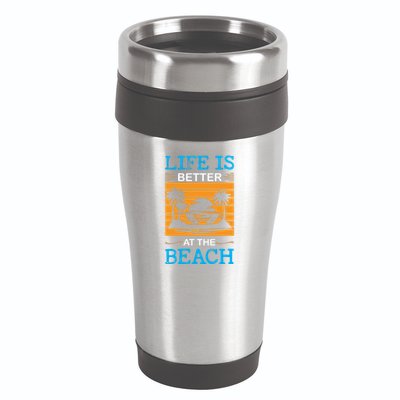 Life Is Better At The Beach Summer Vacation Quote 16oz Travel Tumbler