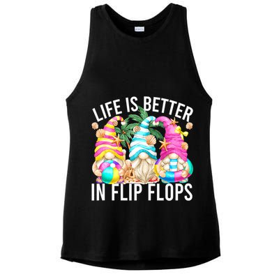 Life Is Better In Flip Flops For Beach Girls Summer Gnomes Ladies PosiCharge Tri-Blend Wicking Tank