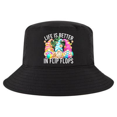 Life Is Better In Flip Flops For Beach Girls Summer Gnomes Cool Comfort Performance Bucket Hat