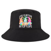 Life Is Better In Flip Flops For Beach Girls Summer Gnomes Cool Comfort Performance Bucket Hat