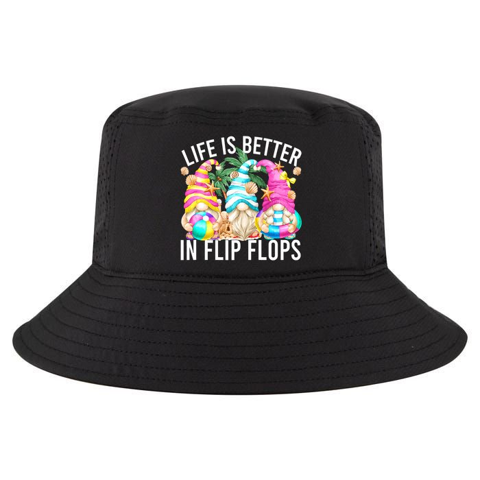 Life Is Better In Flip Flops For Beach Girls Summer Gnomes Cool Comfort Performance Bucket Hat