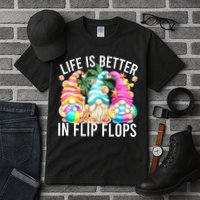 Life Is Better In Flip Flops For Beach Girls Summer Gnomes Tall T-Shirt