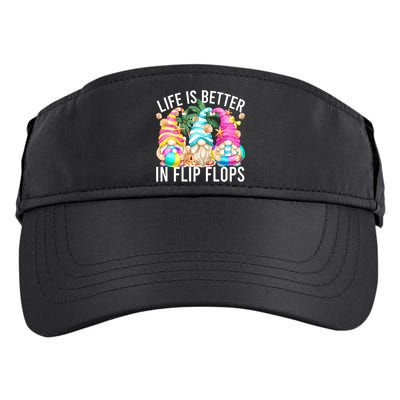 Life Is Better In Flip Flops For Beach Girls Summer Gnomes Adult Drive Performance Visor