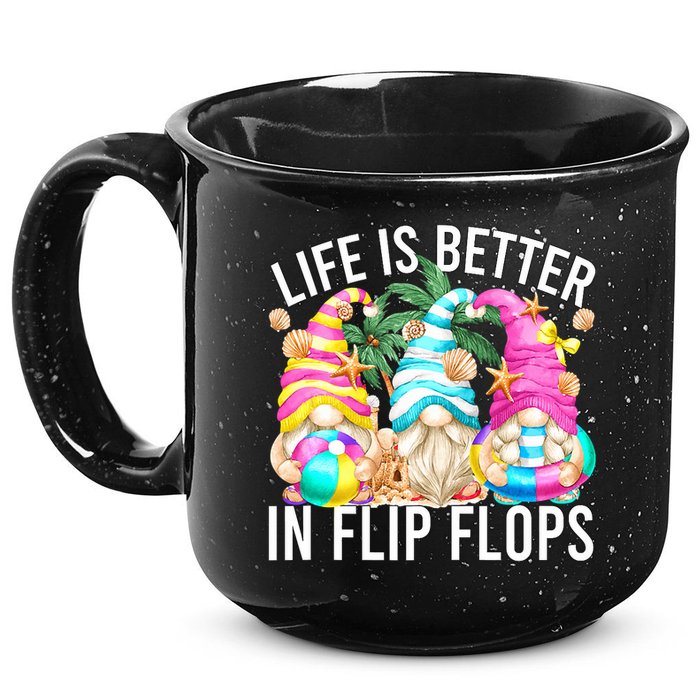 Life Is Better In Flip Flops For Beach Girls Summer Gnomes 15oz Campfire Ceramic Mug